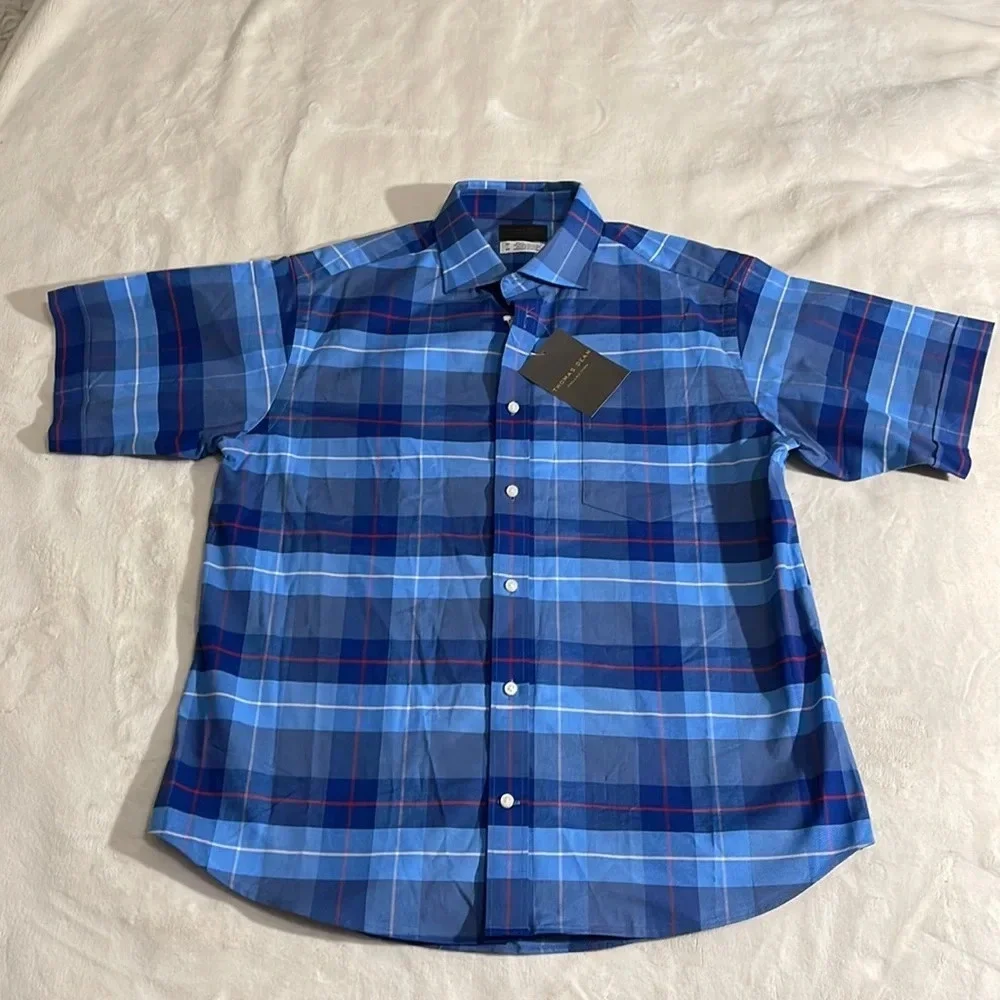 Thomas Dean Collection Short Sleeve Button Down Medium Shirt - Picture 1 of 4
